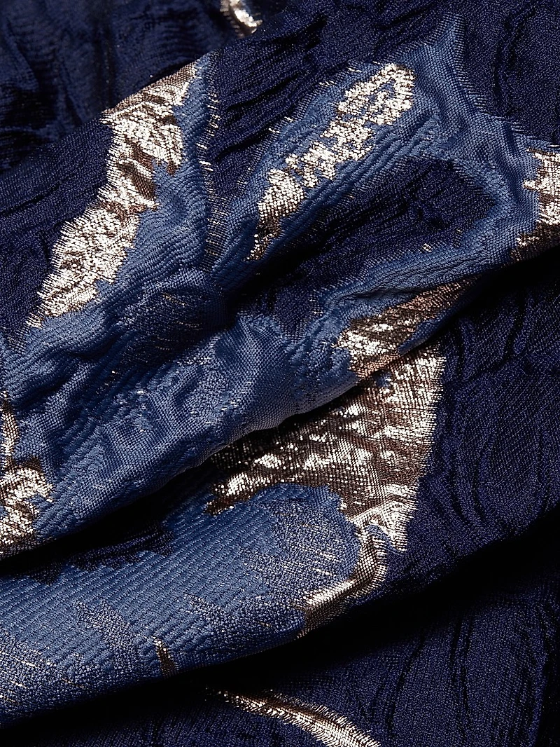 Floral Jacquard Off-The-Shoulder A-Line Gown