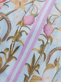 Floral Silk-Linen Puff-Sleeve Midi-Dress