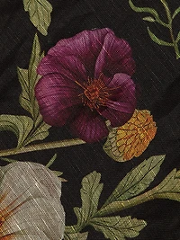 Floral Silk-Linen Tie-Waist Cocktail Dress