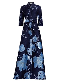 Metallic Jacquard Shirt Gown