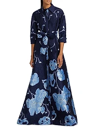 Metallic Jacquard Shirt Gown