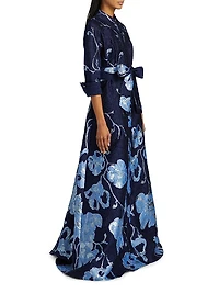 Metallic Jacquard Shirt Gown
