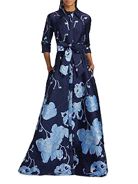 Metallic Jacquard Shirt Gown