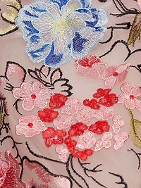 Floral Embroidery Mesh High-Low Midi-Dress