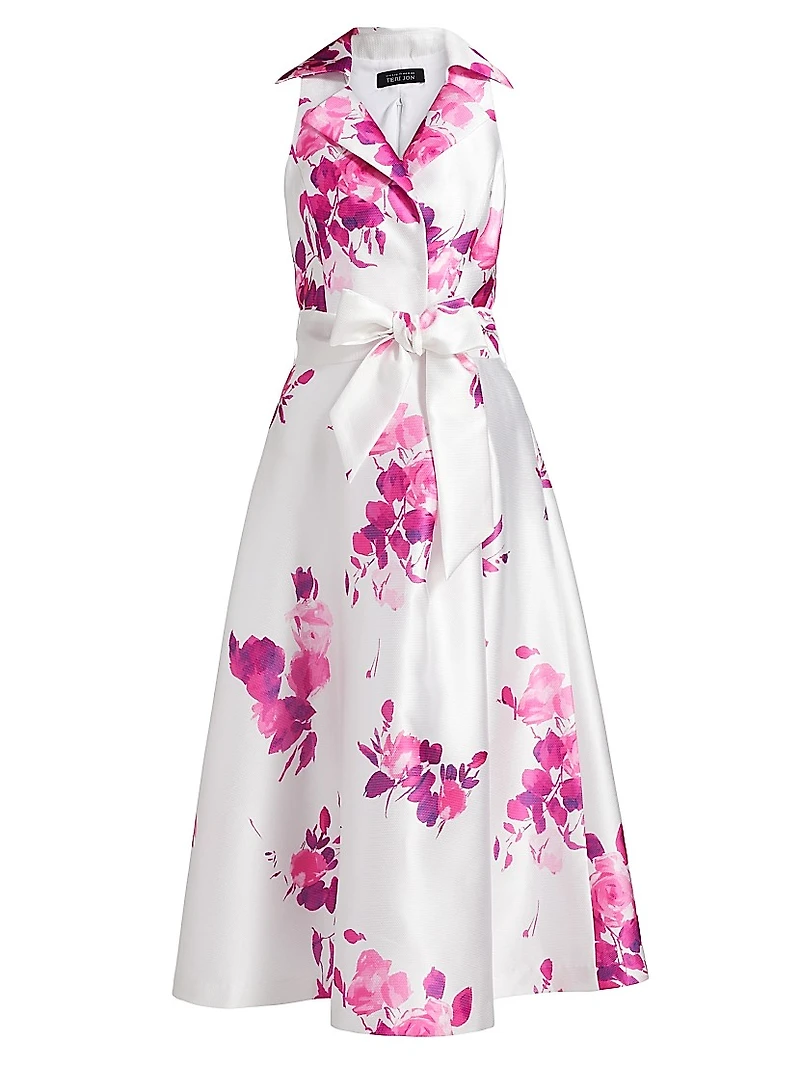 Pique Mikado Floral Cocktail Dress