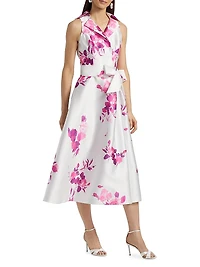 Pique Mikado Floral Cocktail Dress