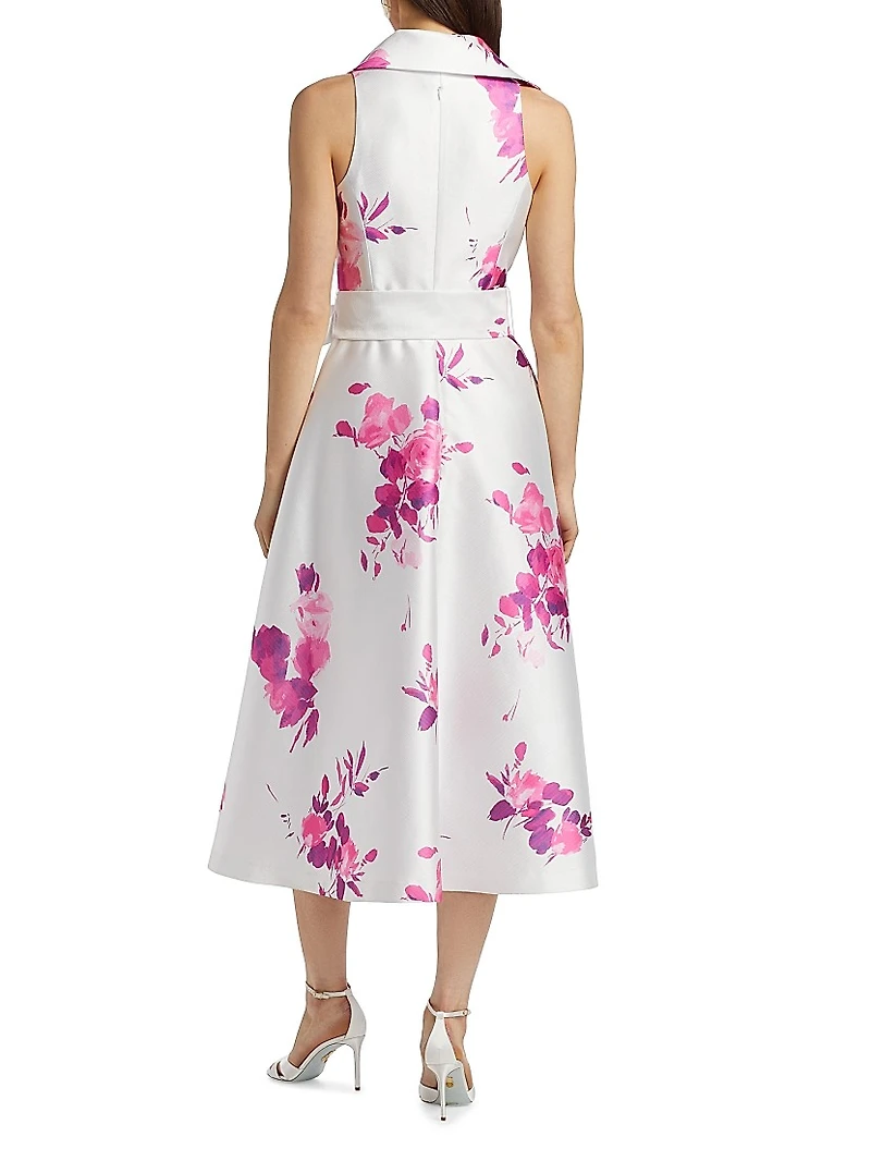 Pique Mikado Floral Cocktail Dress