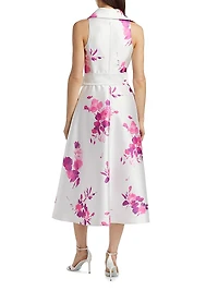 Pique Mikado Floral Cocktail Dress