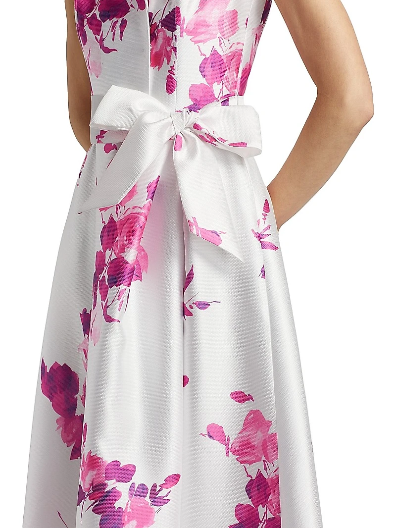 Pique Mikado Floral Cocktail Dress