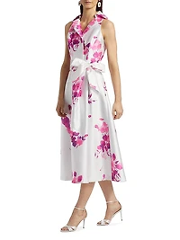 Pique Mikado Floral Cocktail Dress