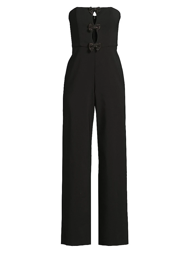 Stretch Crepe Bow Keyhole Front Jumpsuit