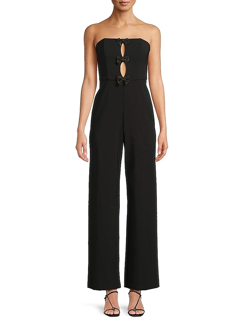 Stretch Crepe Bow Keyhole Front Jumpsuit