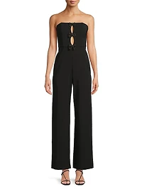 Stretch Crepe Bow Keyhole Front Jumpsuit