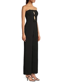 Stretch Crepe Bow Keyhole Front Jumpsuit