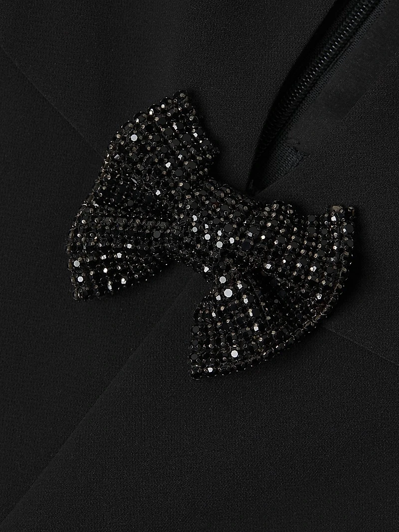 Stretch Crepe Bow Keyhole Front Jumpsuit