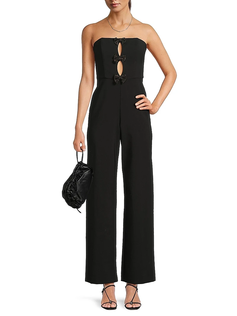 Stretch Crepe Bow Keyhole Front Jumpsuit