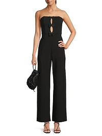 Stretch Crepe Bow Keyhole Front Jumpsuit