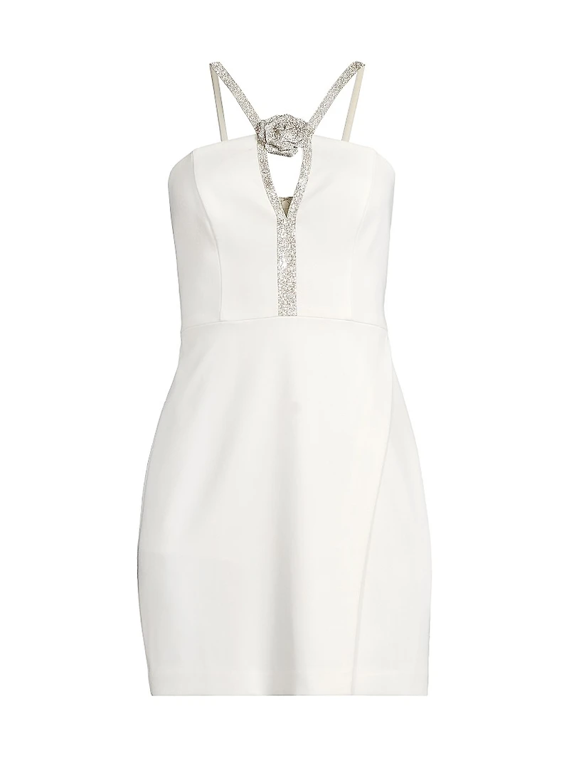 Crystal-Embellished Cut-Out Stretch Crepe Minidress