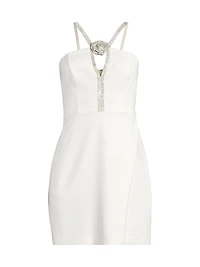 Crystal-Embellished Cut-Out Stretch Crepe Minidress