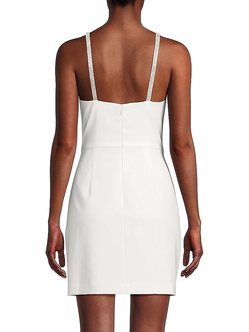 Crystal-Embellished Cut-Out Stretch Crepe Minidress