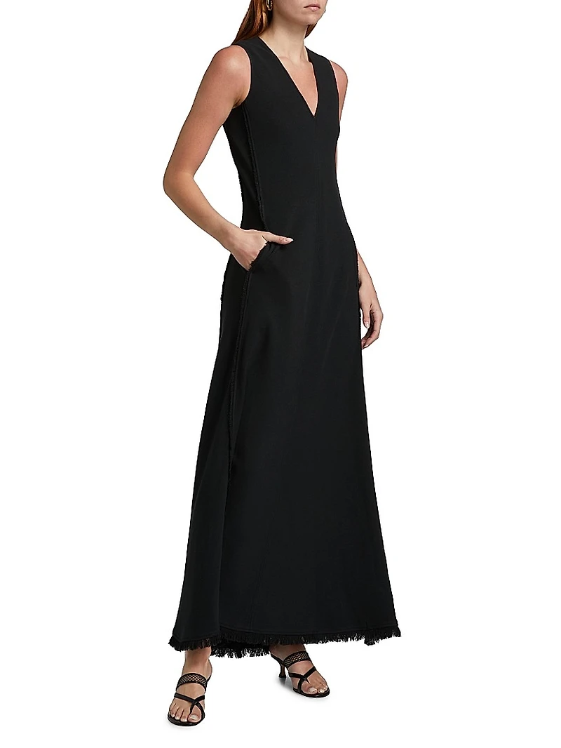 Lowri Sleeveless Fringe-Hem Maxi Dress