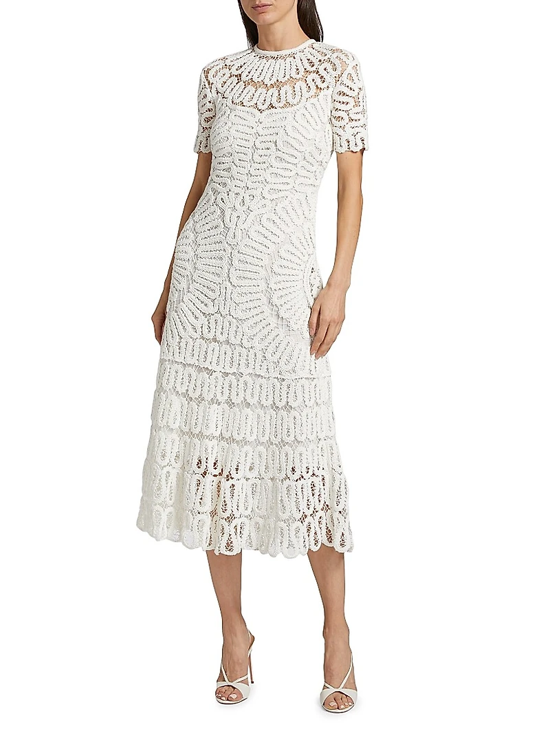 Lorelai Crocheted Crewneck Midi-Dress
