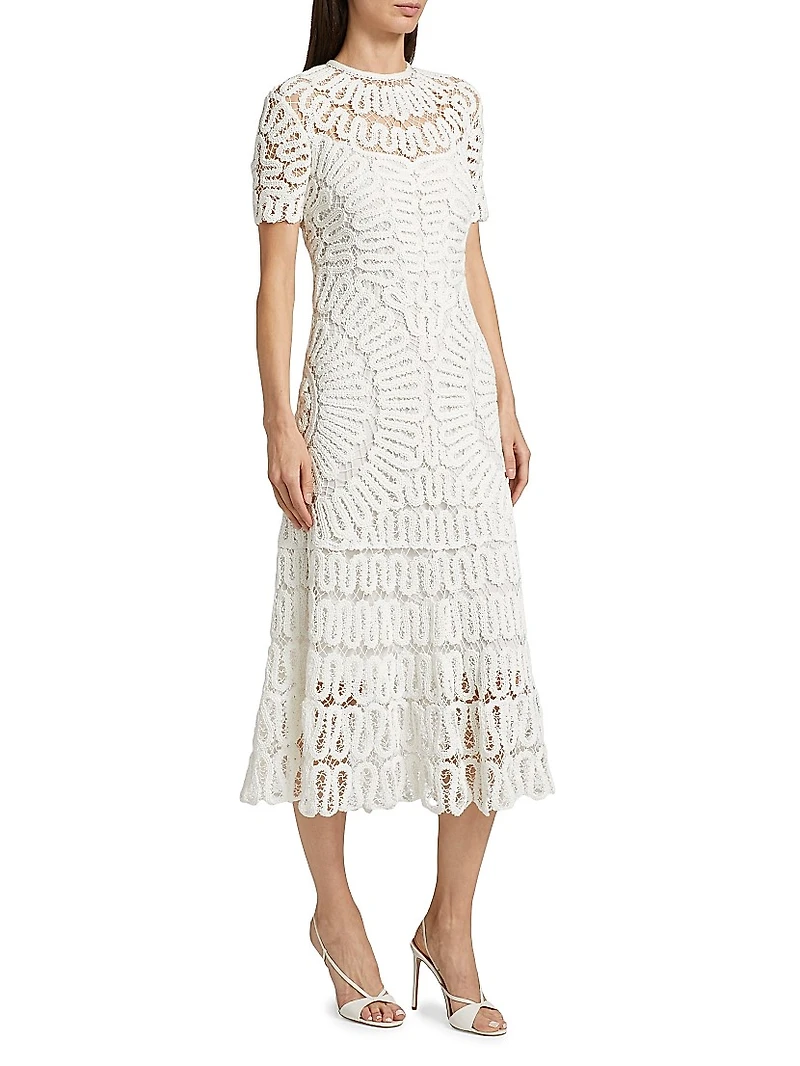 Lorelai Crocheted Crewneck Midi-Dress