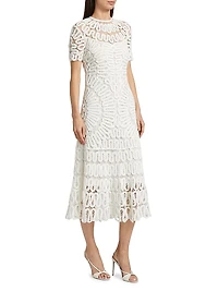 Lorelai Crocheted Crewneck Midi-Dress