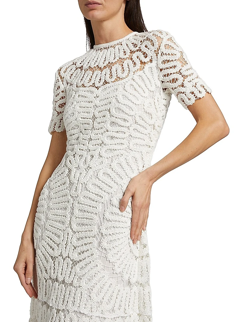 Lorelai Crocheted Crewneck Midi-Dress