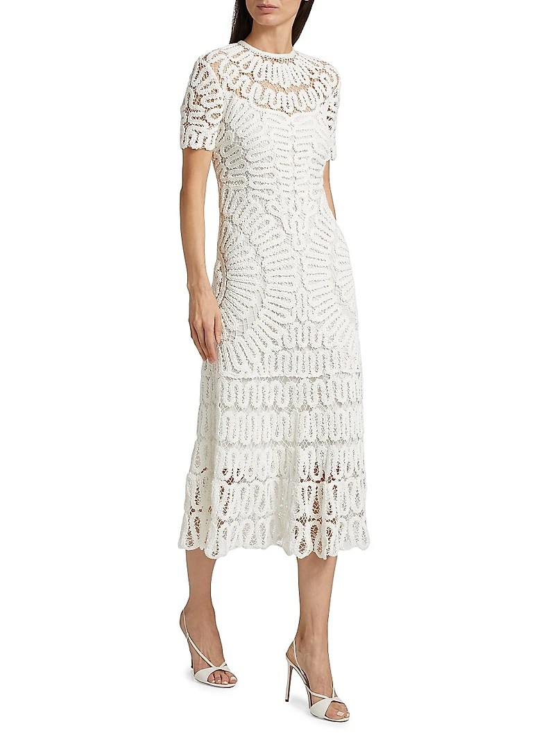 Lorelai Crocheted Crewneck Midi-Dress