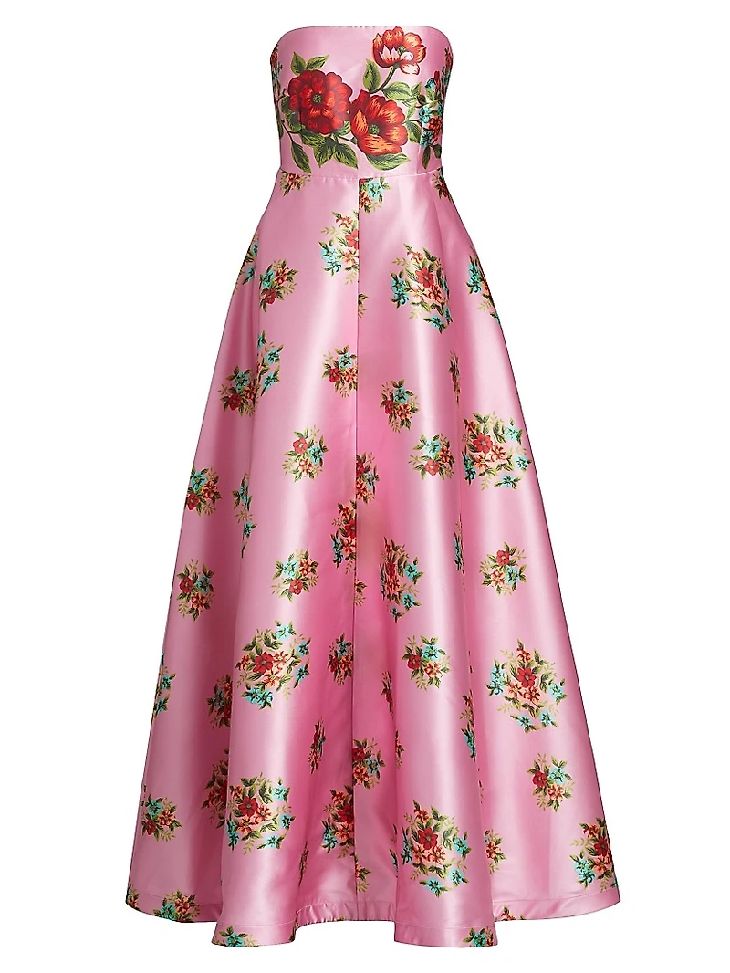Audrey Floral Strapless Fit & Flare Maxi Dress