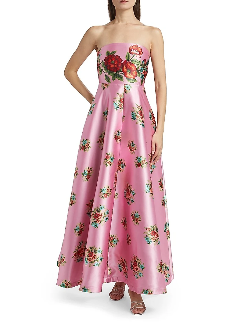 Audrey Floral Strapless Fit & Flare Maxi Dress