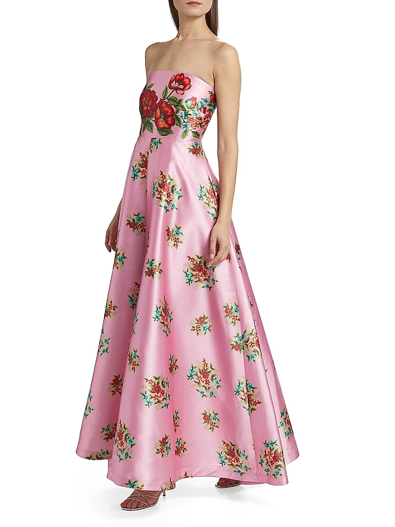 Audrey Floral Strapless Fit & Flare Maxi Dress