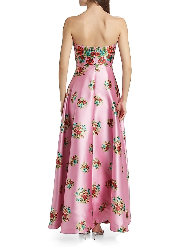 chinese dress ladies Cyrina Plissé Strapless Maxi Gown
