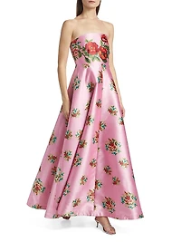 Audrey Floral Strapless Fit & Flare Maxi Dress
