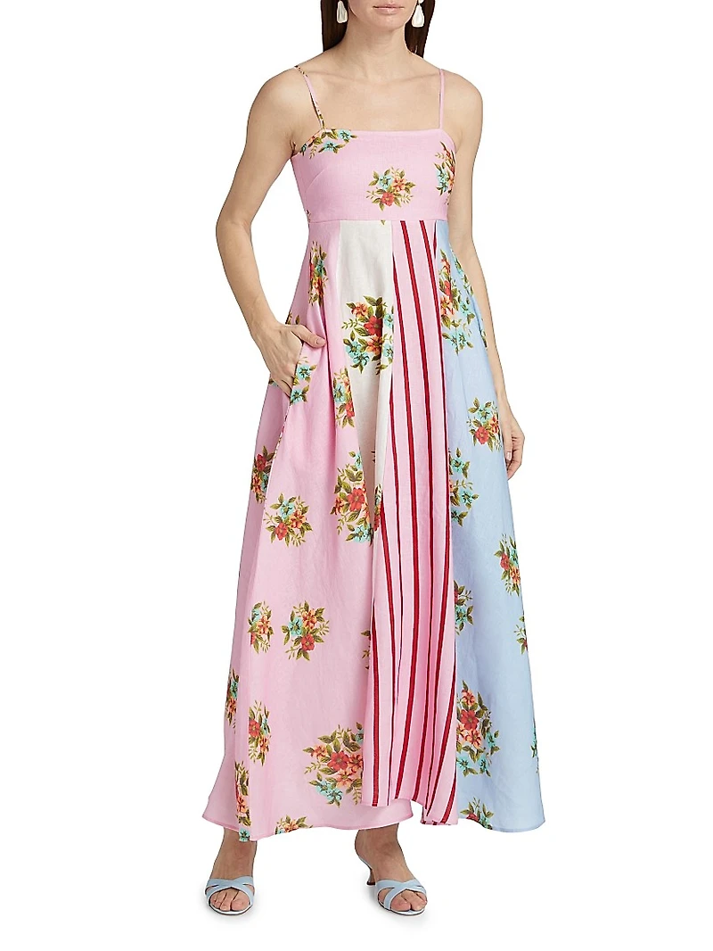 Lucille Belted Floral Linen Shirtdress