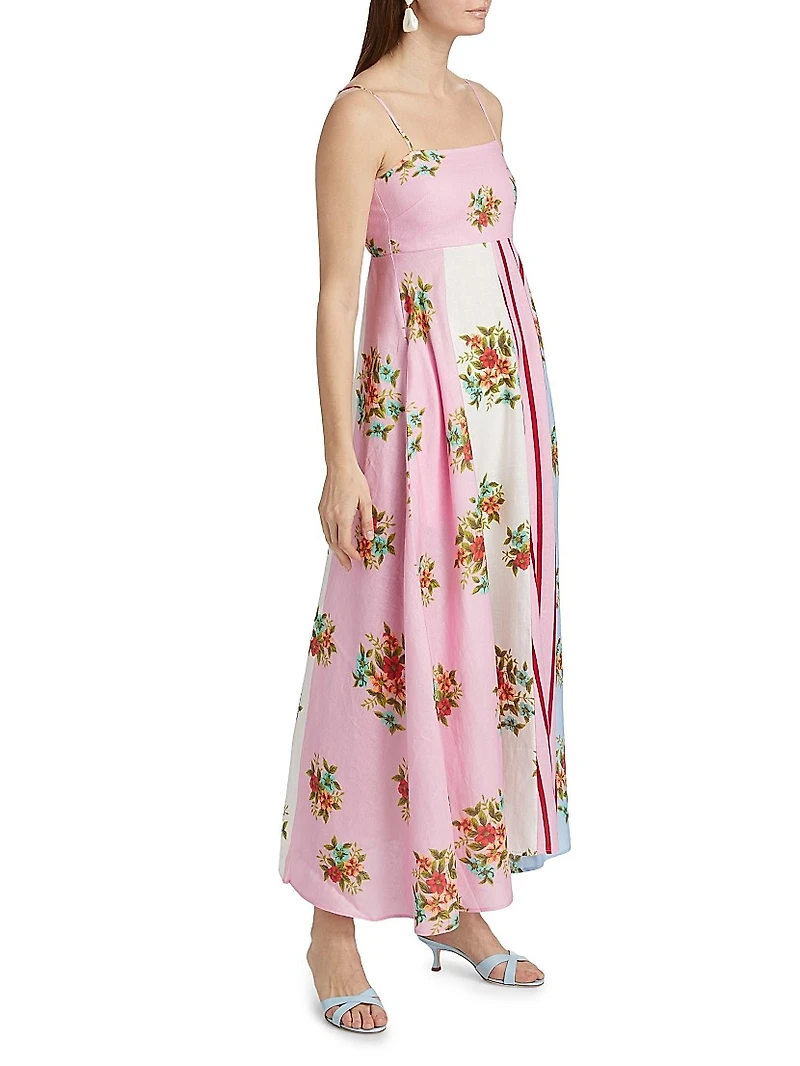 Lucille Belted Floral Linen Shirtdress