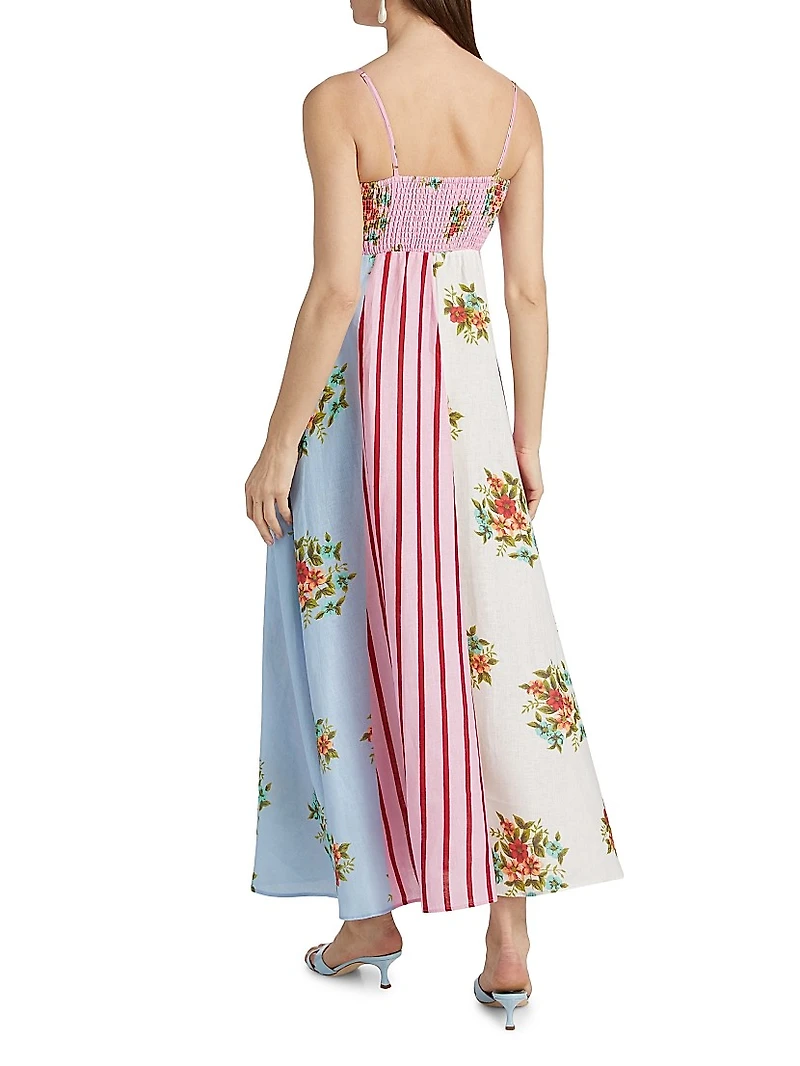 Lucille Belted Floral Linen Shirtdress