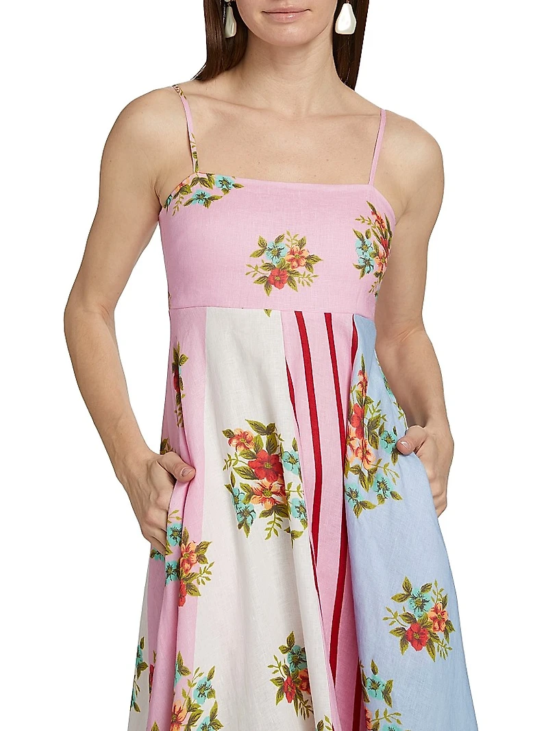 Lucille Belted Floral Linen Shirtdress