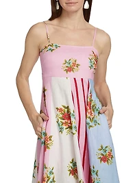 Lucille Belted Floral Linen Shirtdress