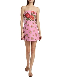 Beatrix Floral Linen Strapless A-Line Minidress