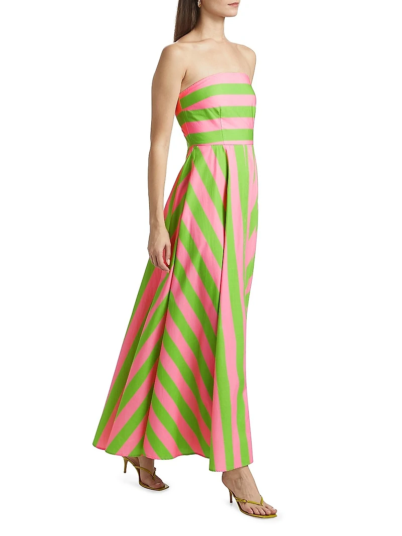 Hazel Striped Strapless Maxi Dress