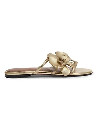 Orchid Metallic Leather Slide Sandals