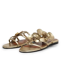 Orchid Metallic Leather Slide Sandals