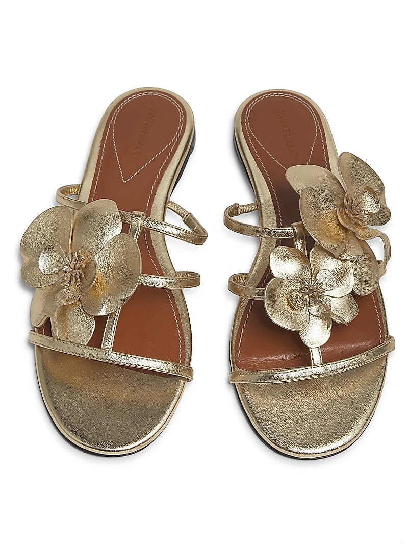 Orchid Metallic Leather Slide Sandals