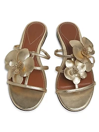 Orchid Metallic Leather Slide Sandals
