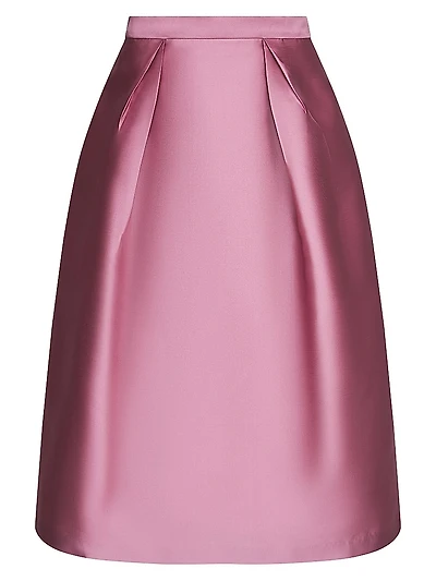 Kendall Pleated Satin Midi-Skirt