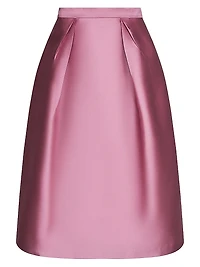 Kendall Pleated Satin Midi-Skirt