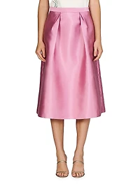 Kendall Pleated Satin Midi-Skirt