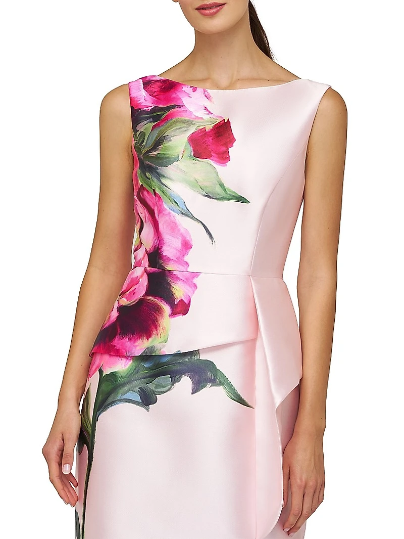 Luciana Satin Floral Column Gown